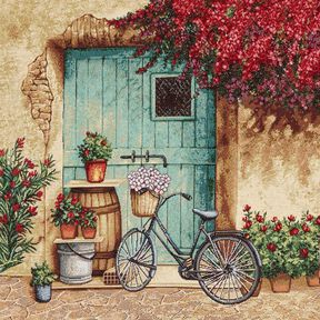 taglio di tessuto arredo gobelin Bicicletta – beige chiaro/rosso carminio, 