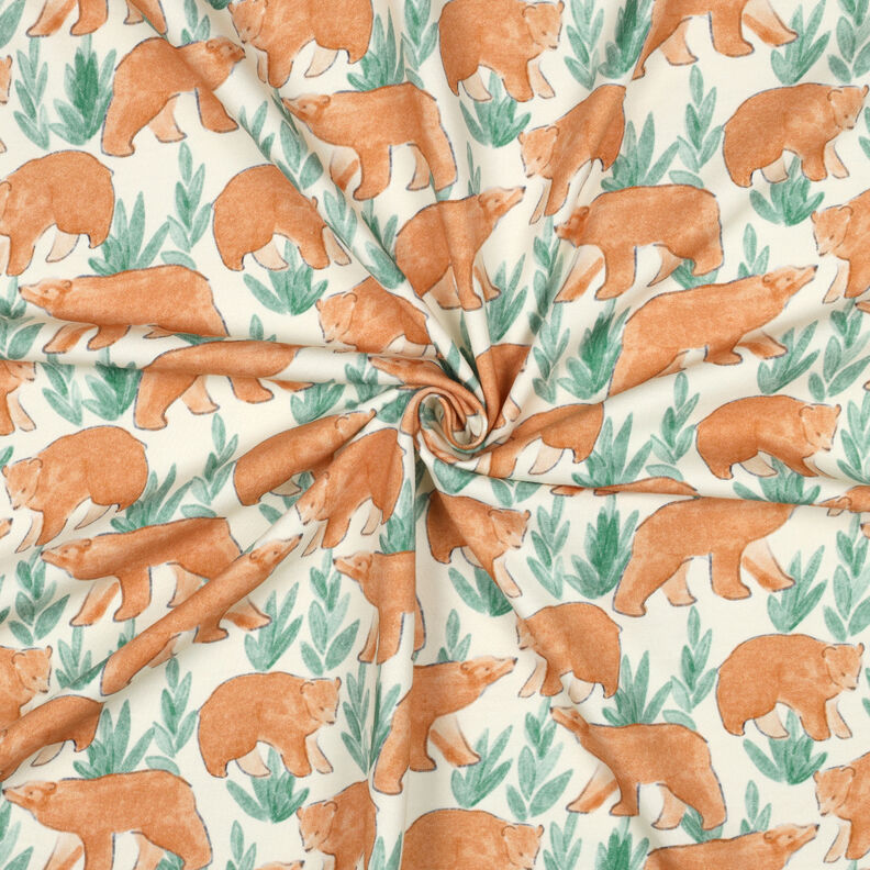French terry, felpa estiva Orsi acquerellati stampa digitale | Poppy Fabrics – bianco lana, image number 3
