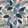 tessuto arredo mezzo panama grandi foglie – blu/naturale,  thumbnail number 1