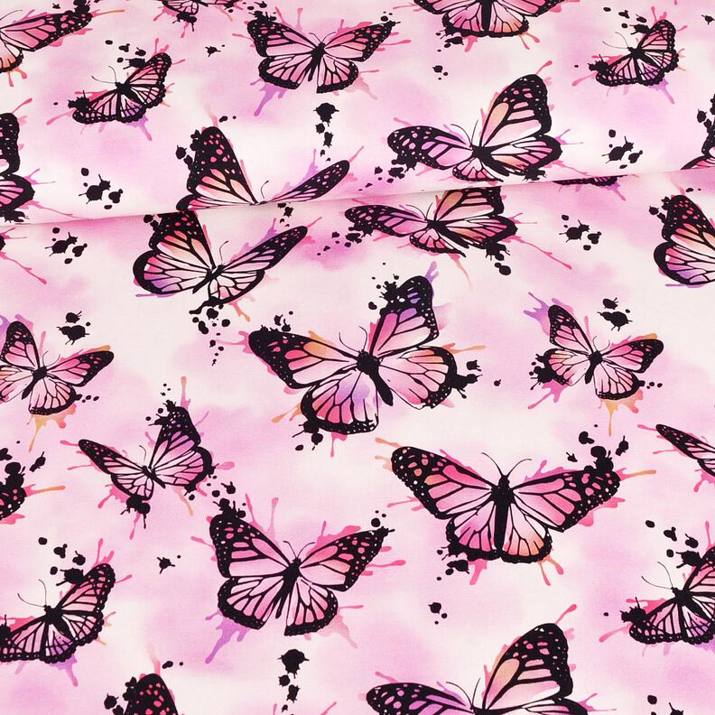jersey di cotone Spruzzi di farfalle | Glitzerpüppi – violetto pastello,  image number 2