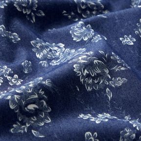 chambray piccole rose – blu marino/bianco lana, 