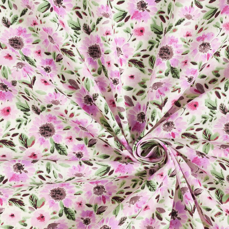 Mare di fiori in popeline di cotone – violetto pastello/bianco,  image number 3