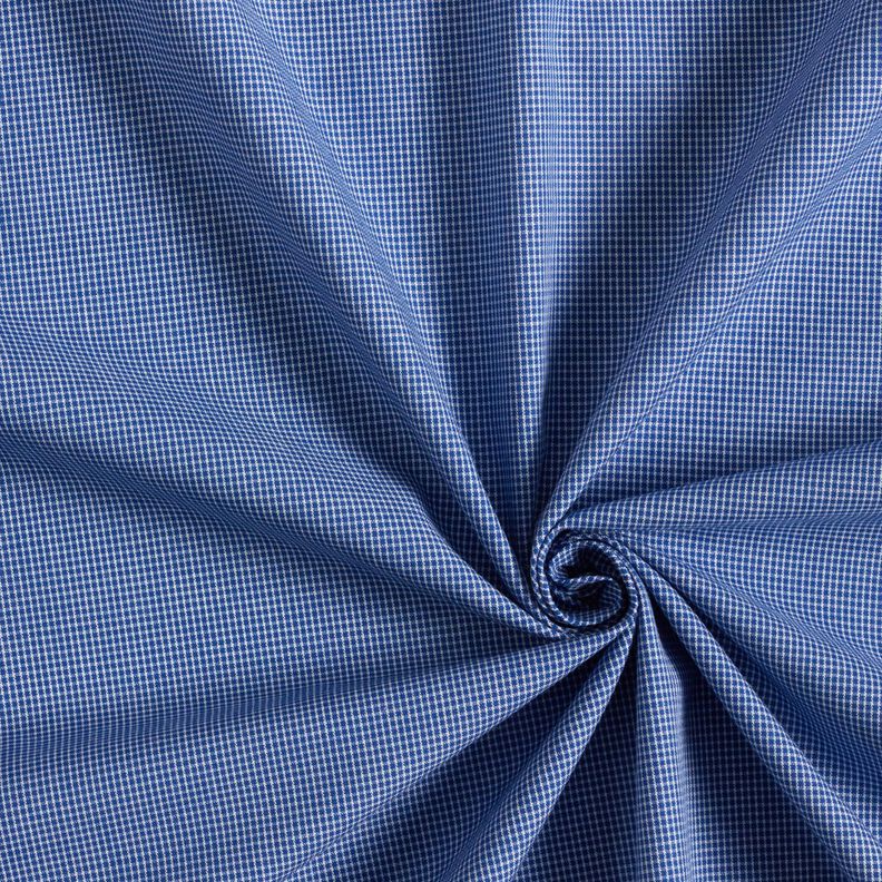 Tessuto per camicia a mini quadretti – bianco/colore blu jeans, image number 3