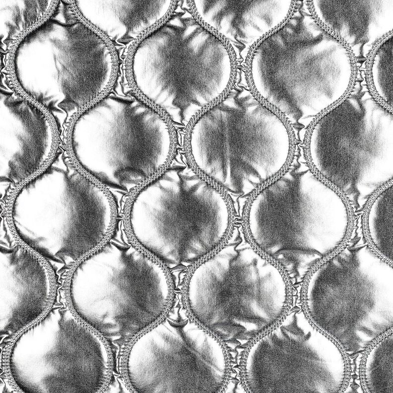 tessuto trapuntato Linee sinuose – argento effetto metallizzato, image number 1