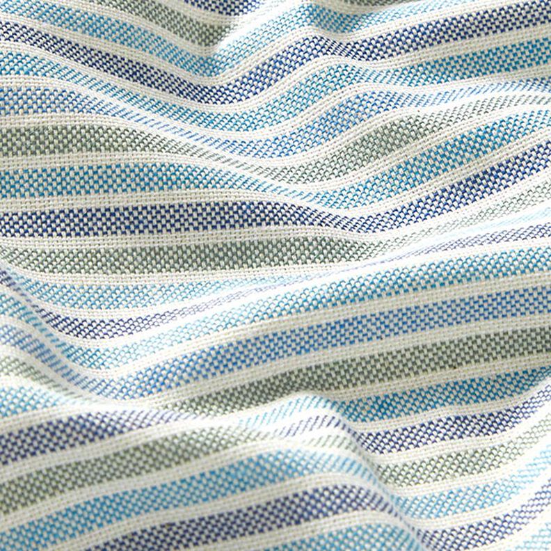tessuto arredo mezzo panama Strisce multicolori riciclato – turchese chiaro,  image number 2