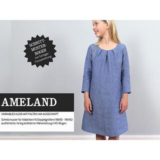 AMELAND Abito con pieghe sulla scollatura | Studio Schnittreif | 86-152, 
