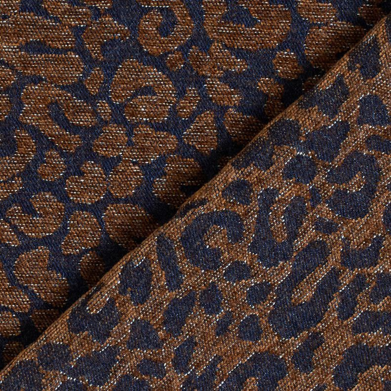 Tessuto per pantaloni effetto denim con stampa leopardata – marrone medio/blu notte,  image number 4