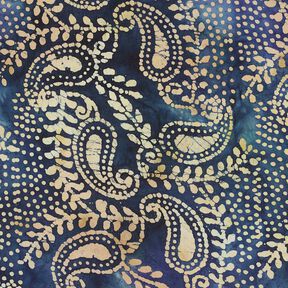 fine batista di cotone Batik Paisley – blu oceano/sabbia, 