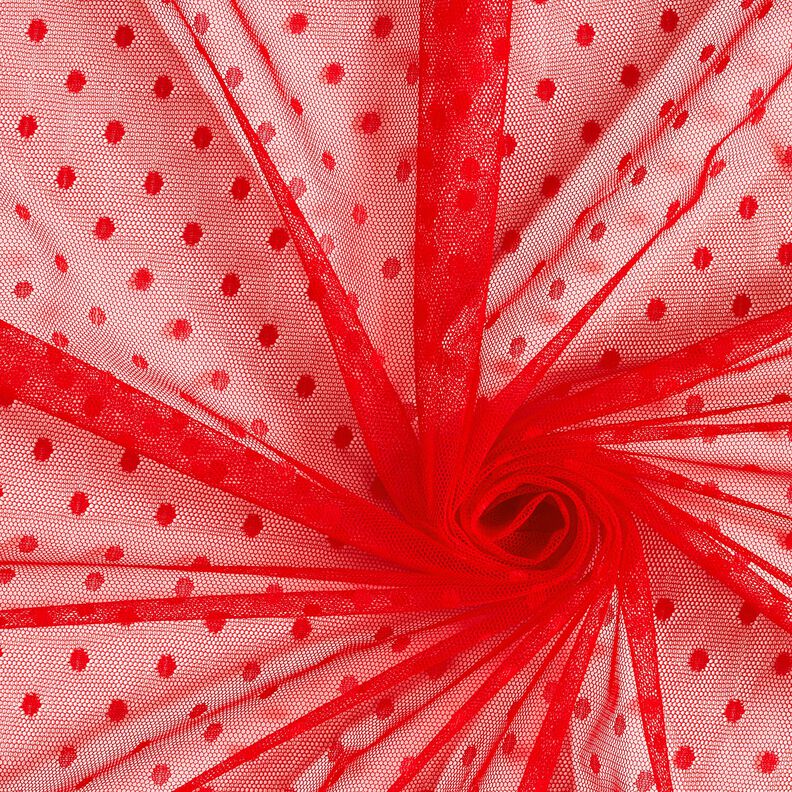Tessuto a rete soft a pois – rosso,  image number 4