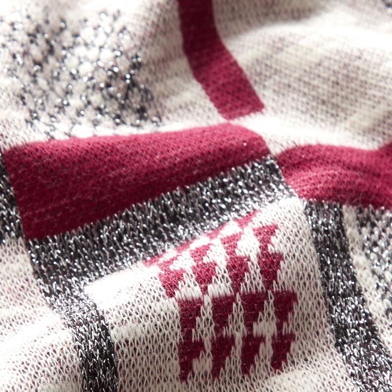 Tessuto in maglia con motivo grafico glitterato – bacca/bianco, image number 3