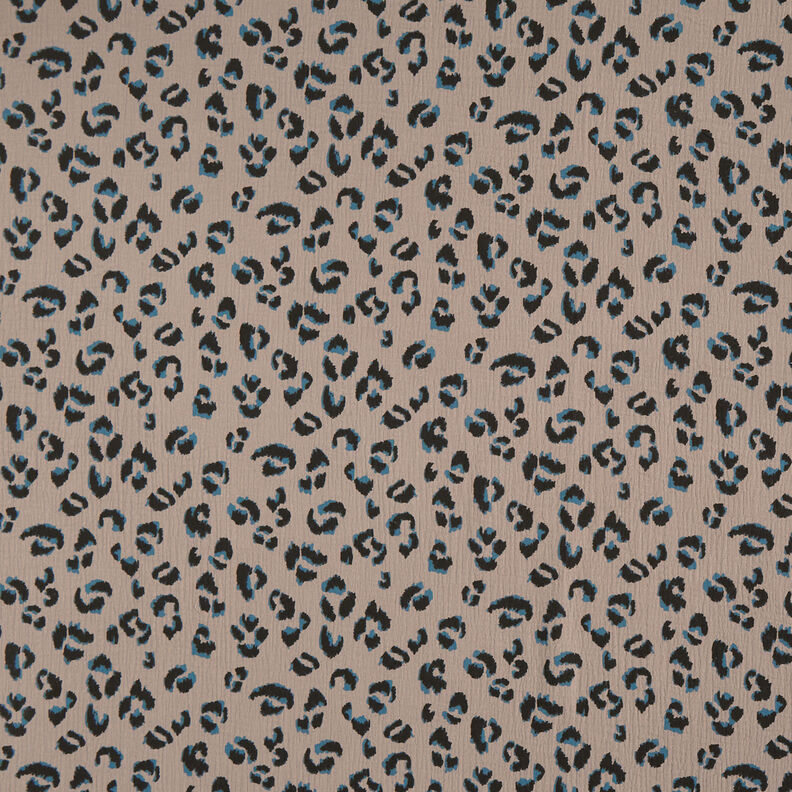 mussolina / tessuto doppio increspato Motivo leopardato – talpa/petrolio,  image number 1