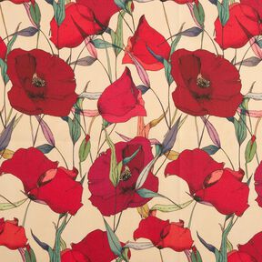 tessuti da esterni tessuti canvas papaveri – beige/rosso carminio, 