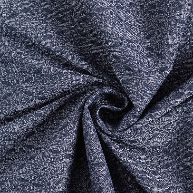 Jacquard elasticizzato con motivi ornamentali – colore blu jeans,  image number 3