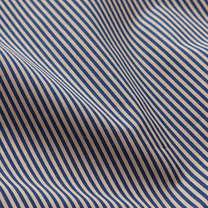 Tessuto per camicia a righe verticali – blu marino/beige,  image number 2