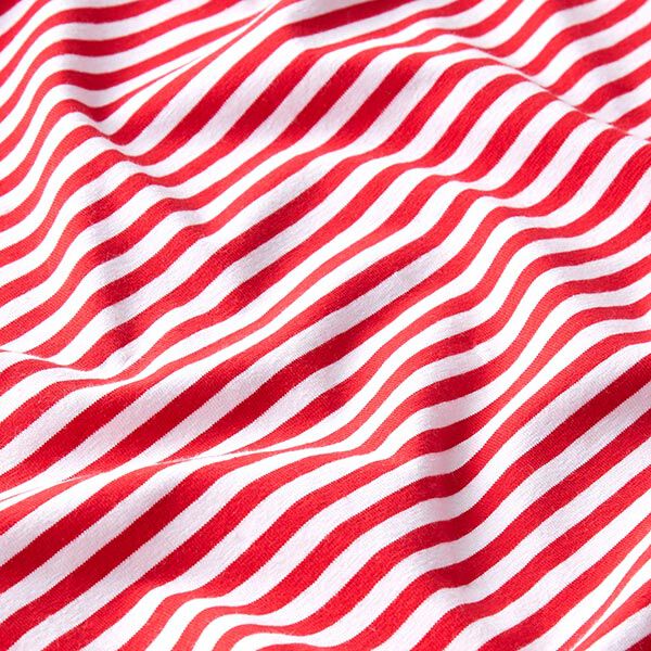 Jersey di cotone righe sottili – rosso/bianco, image number 2