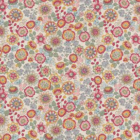 tessuto arredo mezzo panama grandi fiori – naturale/pink, 