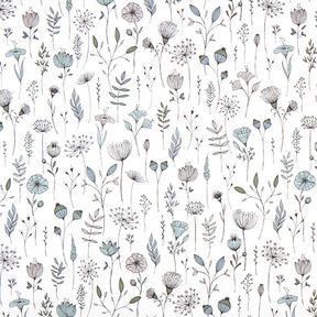 tessuto arredo mezzo panama fiori disegnati – bianco lana/nero, 