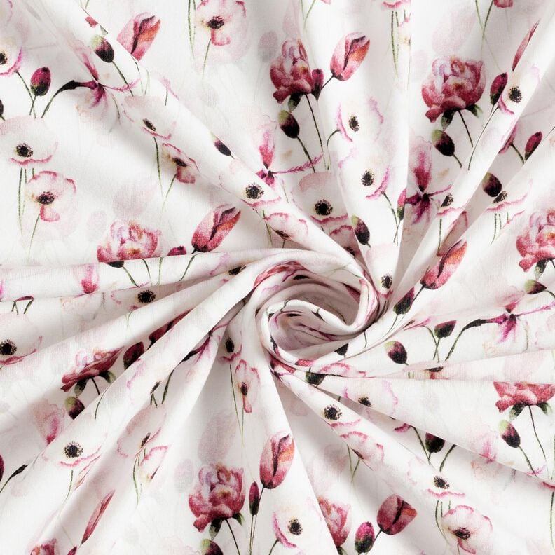 jersey di cotone Romantico prato fiorito stampa digitale – avorio,  image number 3