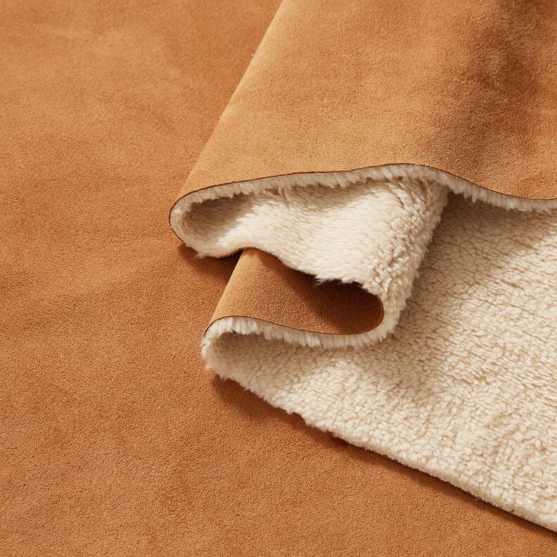 Velluto con retro in pelliccia Sherpa – cannella, image number 2
