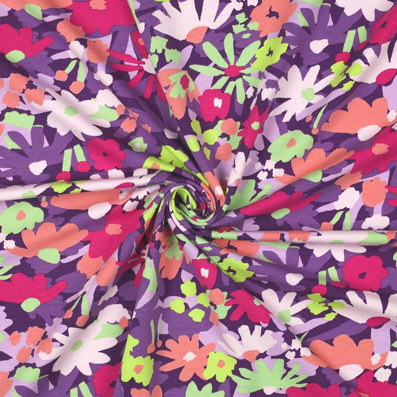 GOTS jersey di cotone Pop Blossom | Nerida Hansen – melanzana,  image number 3