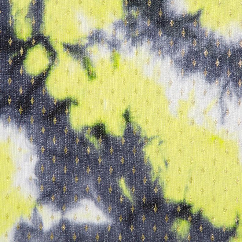 Batik di pizzo lavorato a maglia e rombi dorati – blu marino/giallo neon,  image number 1