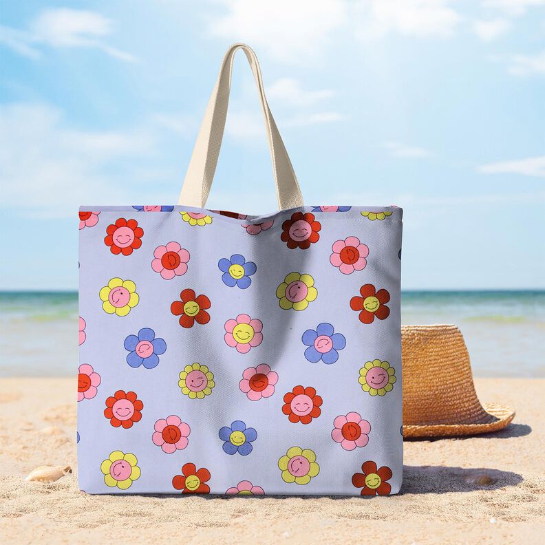 cotone rivestito Fiori allegri | Poppy Fabrics – azzurro baby/rosa,  image number 9