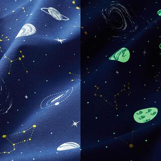 tessuto arredo tessuti canvas Glow in the Dark planetario – blu marino, 