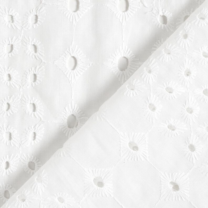 Tessuto di cotone traforato, ricamato con decorazioni – bianco,  image number 4