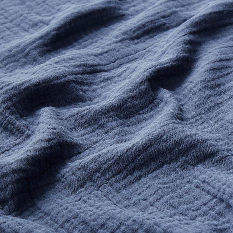 GOTS mussolina / tessuto doppio increspato | Tula – colore blu jeans,  image number 3