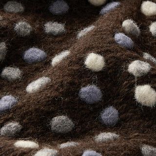 tessuto in maglia di lana, pallini colorati – marrone scuro, 