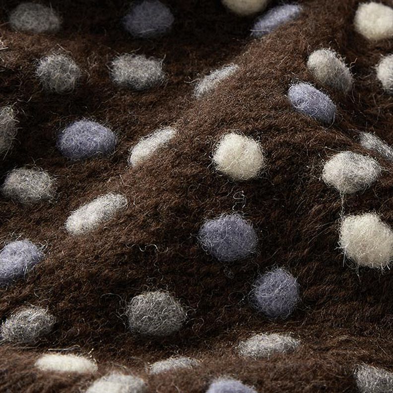 tessuto in maglia di lana, pallini colorati – marrone scuro,  image number 2