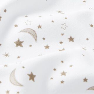 jersey di cotone bio Luna e stelle stampa digitale – bianco lana, 