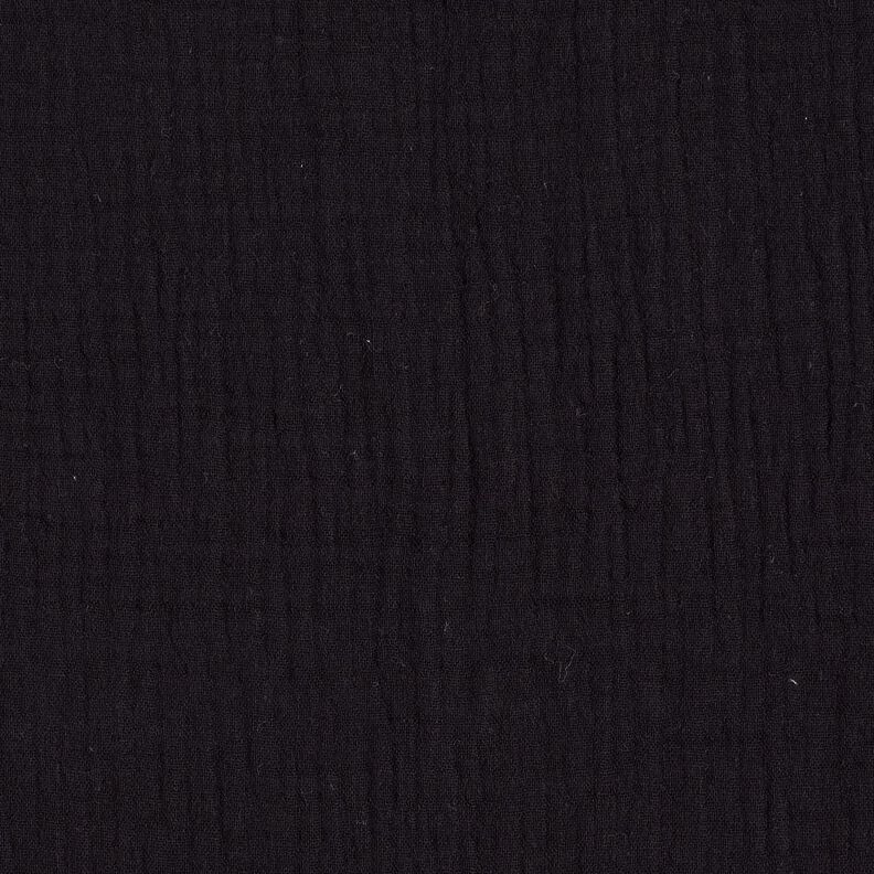 Mussola di cotone a tre strati tinta unita – nero,  image number 3