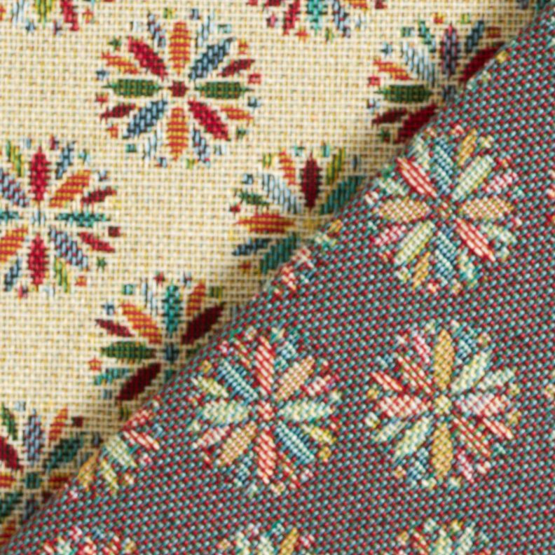 tessuto arredo gobelin Piccoli fiori Mandala – beige chiaro/rosso,  image number 4