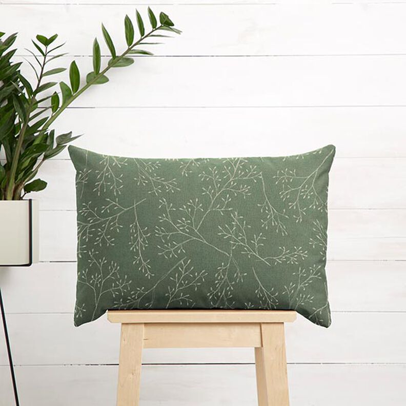Tessuto arredo mezzo panama rami sottili – verde oliva chiaro | Resto 10cm,  image number 8