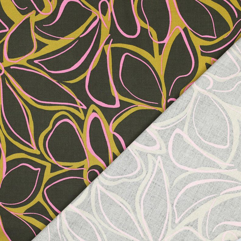 Viscosa elasticizzata con grandi fiori – pino scuro/oliva giallastro,  image number 4