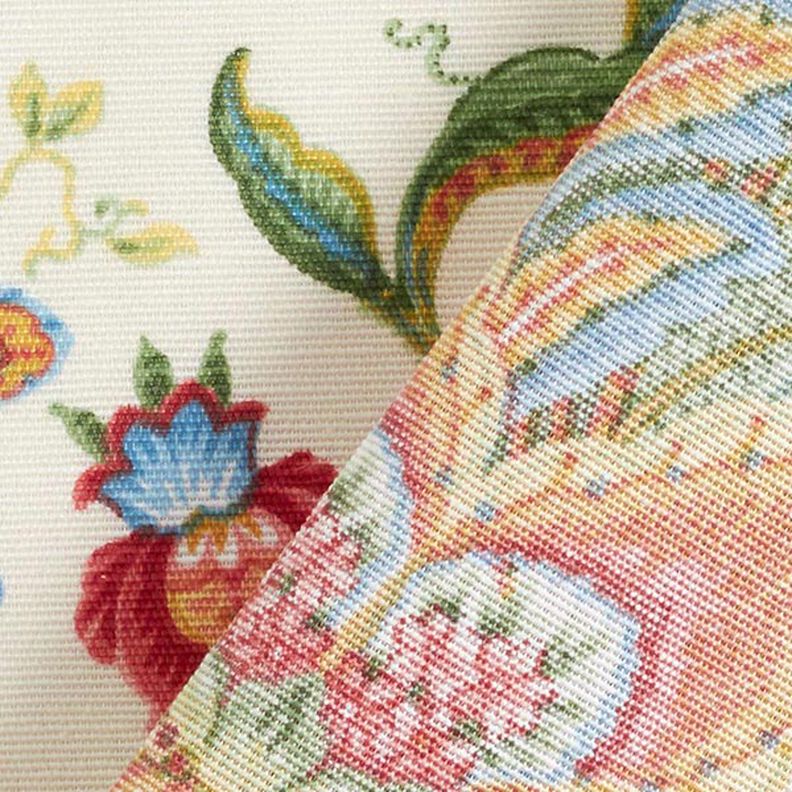 tessuto arredo tessuto canvas ornamenti floreali orientali 280 cm – naturale/verde,  image number 4