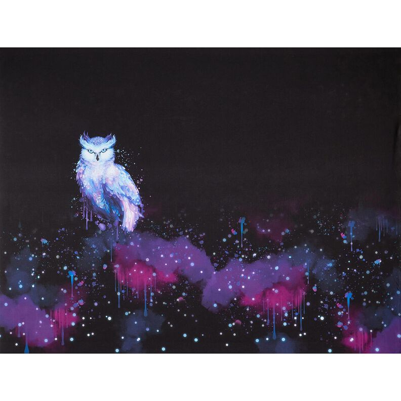 jersey di cotone Gufo invernale taglio di tessuto | Glitzerpüppi – nero/uva,  image number 5