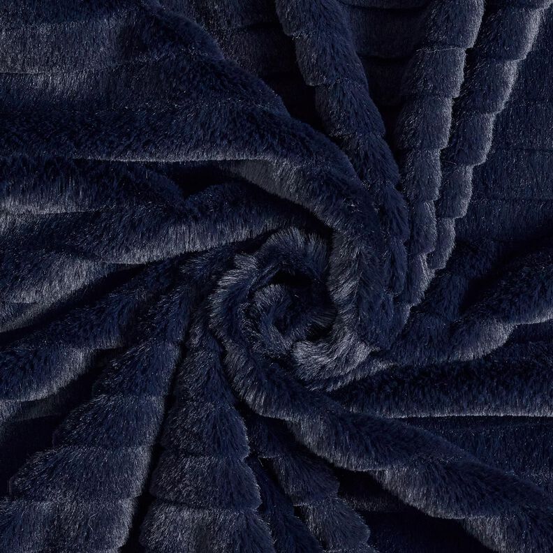 Pelliccia sintetica a righe orizzontali larghe – blu notte, image number 3