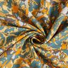 Tessuto di viscosa mare astratto di fiori – abete blu/giallo curry,  thumbnail number 3