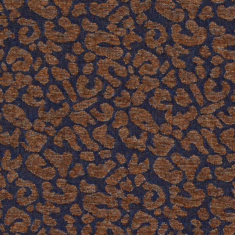 Tessuto per pantaloni effetto denim con stampa leopardata – marrone medio/blu notte,  image number 1