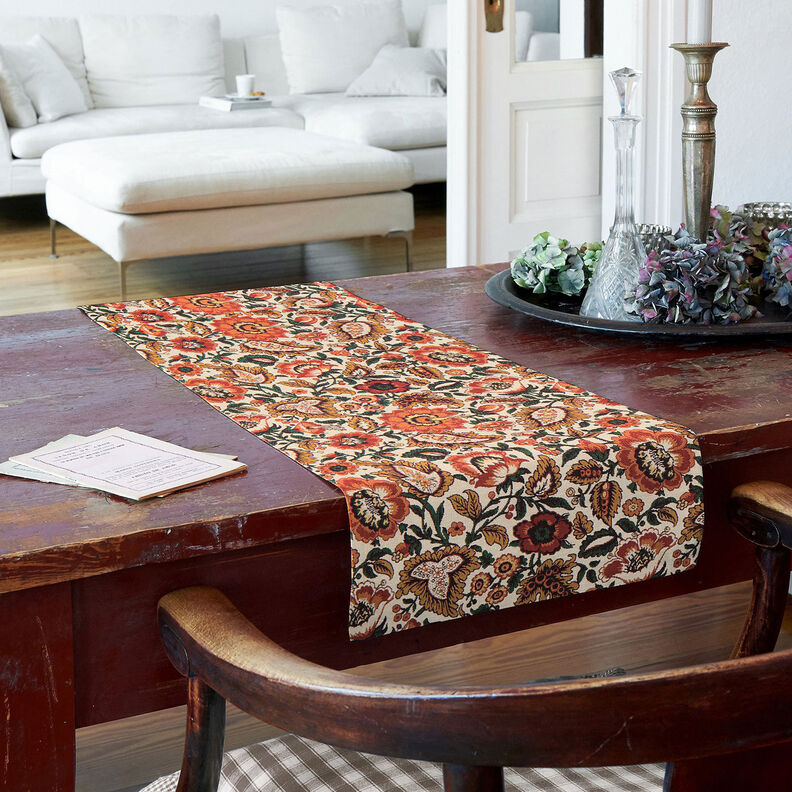 tessuto arredo gobelin Floreale retrò – beige chiaro/rame,  image number 9