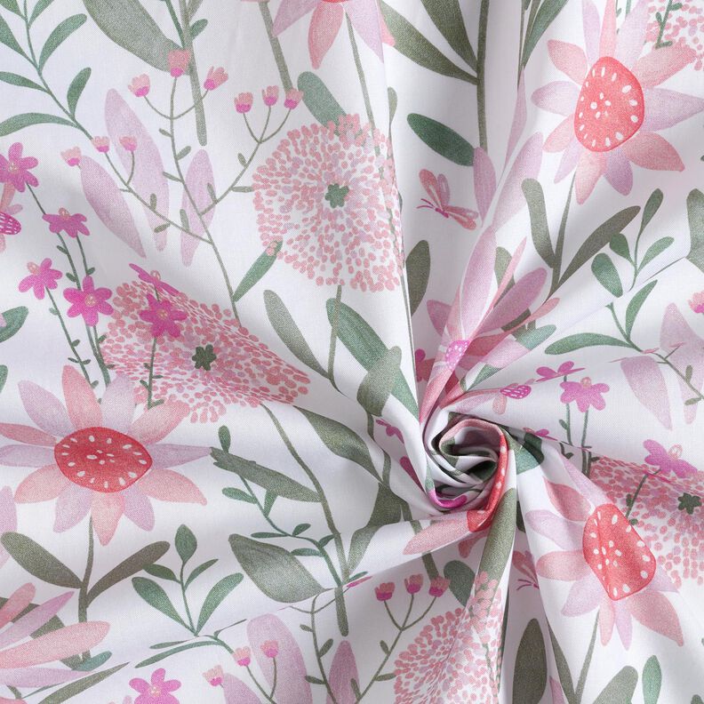 popeline di cotone Grandi fiori di prato stampa digitale | Poppy Fabrics – bianco,  image number 3