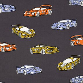 French terry, felpa estiva Automobili da corsa | Poppy Fabrics – grigio, 