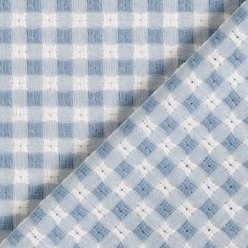 Tessuto in cotone a quadri strutturati – bianco/azzurro,  image number 5