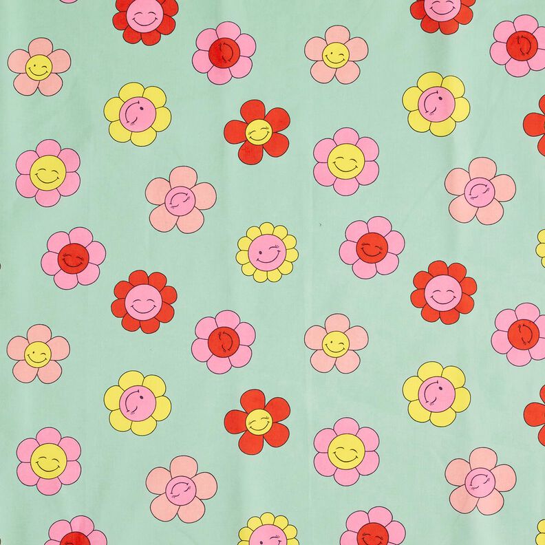 cotone rivestito Fiori allegri | Poppy Fabrics – menta/giallo limone,  image number 1