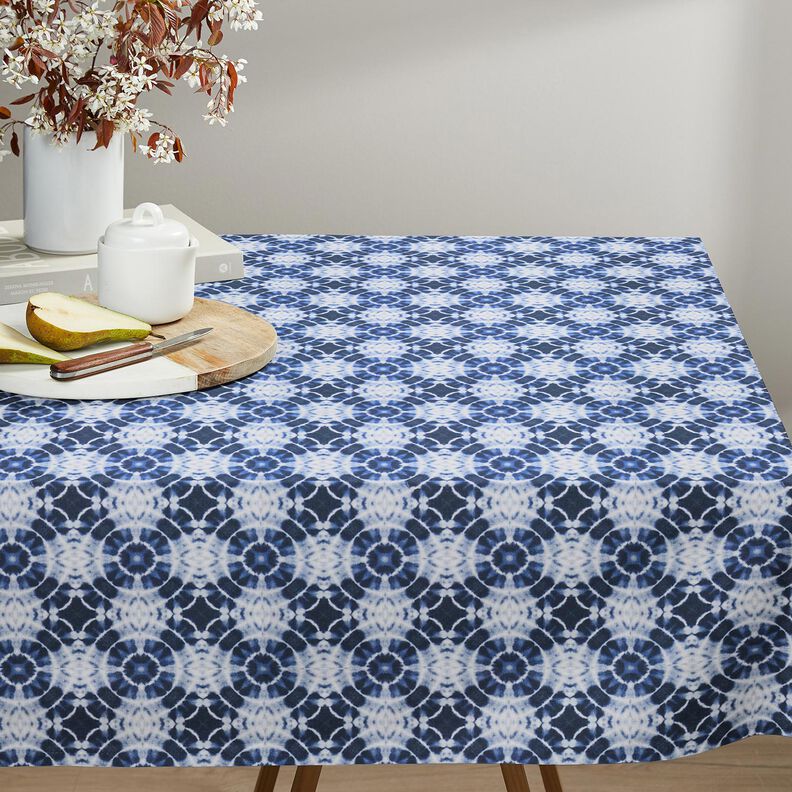 tessuto arredo tessuti canvas Cerchi batik – indaco/bianco, image number 8