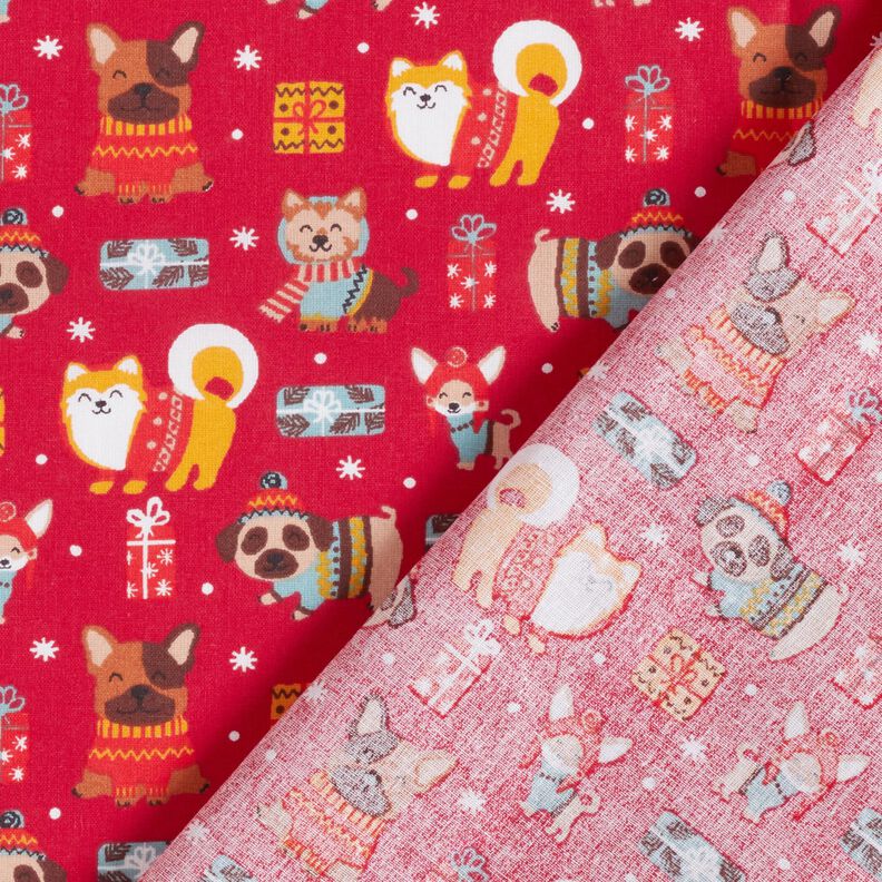 tessuto in cotone cretonne Cani a Natale – rosso,  image number 4