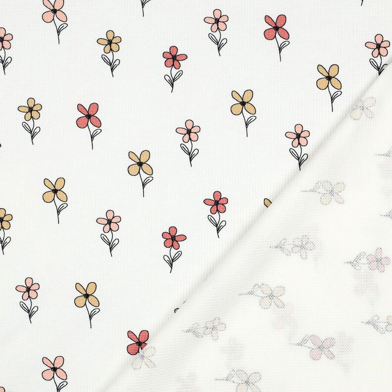Jersey a nido d’ape fiori | Poppy Fabrics – avorio/albicocca, image number 4
