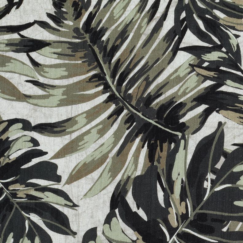 misto lino viscosa Stampa digitale Monstera – grigio nebbia/cachi chiaro,  image number 6